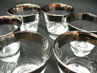 Vintage Silver Band Cordial Rocks Cocktail Glasses Mad Men/Roly Poly 