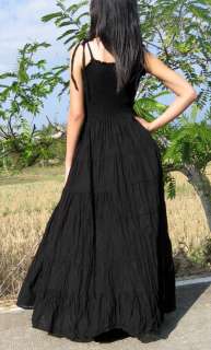 Full Flowing Light Summer Cotton Dress Black 3XL Tall  