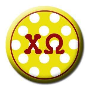  CHI OMEGA Chi O Polka Dot Pinback Button 1.25 Pin / Badge 