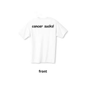  T shirt cancer sucks White w/Black Lettering Small 