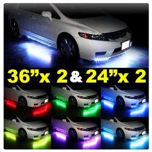 2x36 & 2x24 7 Color Underglow Neon Led Strips with Wireless Brown 