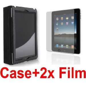  BLACK LEATHER CASE FOR IPAD 2+(2)SCREEN PROTECTOR FOR IPAD 