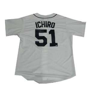 Autographed Ichiro Suzuki Replica White Jersey. MLB 