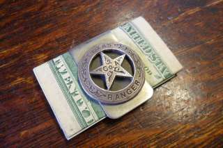 Vintage Silver Paso Texas Ranger Money Clip Sterling Police Badge 