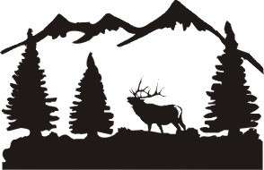 ELK and MOUNTAIN Scene SILVER Decal bow hunt antler  