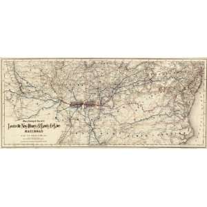    1872 Railroad map of Louisville, Albany & St Louis