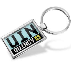 Keychain Airport code UIN / Quincy country United States   Hand 