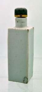   Chinese Porcelain Snuff Bottle w/ Grey Jade Lid Marked Underside