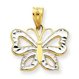  14k & Rhodium Butterfly Pendant Jewelry