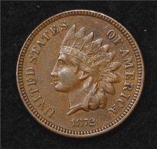 1872 Indian Cent strong XF, nice color, scarce  