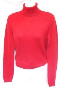 Moda International Red Silk Cashmere Blend Sweater Turtleneck Small 