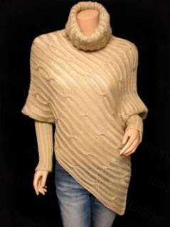  Angle Hem Turtleneck Boho Sweater Top  
