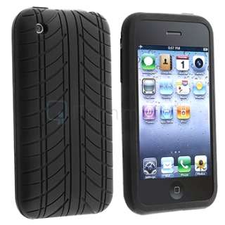 Tire Tread Black Silicone Rubber Skin Soft Gel Case Cover For iPhone 3 