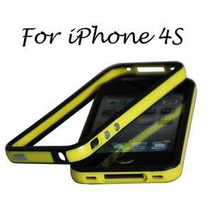 Black Yellow Bumper Frame TPU Case for Apple iPhone 4S CDMA 4G With 