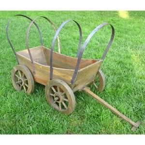  Large Covered Wagon Planter Color Antique Gray Patio 