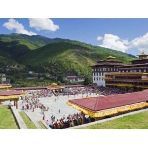 Autumn Tsechu (Festival) at Trashi Chhoe Dzong, Thimpu, Bhutan, Asia 