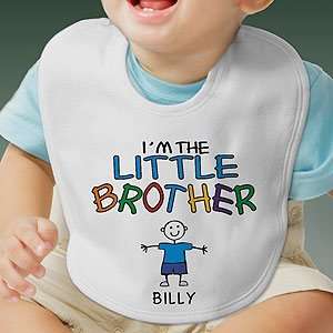   Personalized Boy Cartoon Character Baby Bibs   Im The Brother Baby