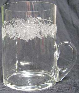 1890’s Pre Pro Applied Handle Wine or Beer Glass~Etched Grapes 