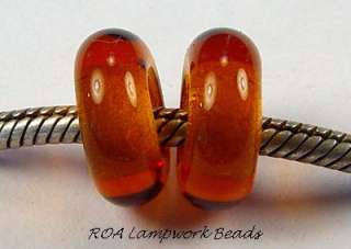 ROA Lampwork 2 Tsp Amber 014 Lg Hole Spacer Glass Beads  