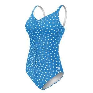  TYR Sport Womens Polyester Atlantic Dot Shirred Front Swimsuit 