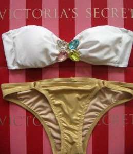  Jewel Clad VICTORIAS SECRET Bandeau Molded Bikini Set M & L  