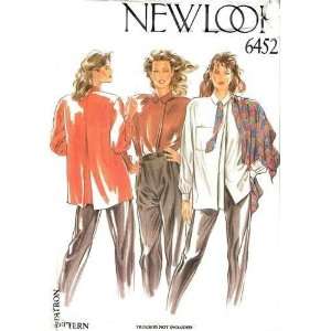 80s Vintage/Uncut New Look 6452 Sewing Pattern SMOCKED/BLOUSED SHIRT 