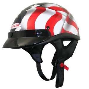  DOT Black 3D American Flag Half Motorcycle Helmet Sz L 