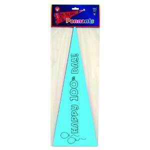  88112 Mighty Bright Paper Pennants   Happy 100th Day (12 