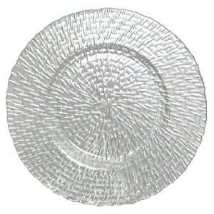  Clear Glass Rattan Design Salad Plate 9.25 D Set of Two 