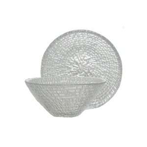  Clear Glass Rattan Design Small Bowl 5 1/5 D, 2 1/2 H 