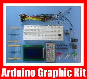 Arduino Kit  Wires Breadboard LED Resister IR 128 x 64 blue LCD UNO 