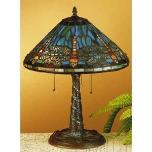   26682   21H Tiffany Dragonfly W/ Twisted Fly Mosaic Base Table Lamp