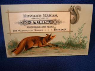 Edward Kakas Furs   Boston Victoria Trade Card  
