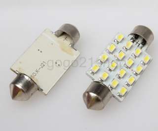 C3858 New Fashion Bright 2x 42mm 16 LED White SMD SMT Dome Bulbs 