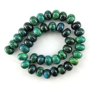  14mm blue green azurite rondelle beads 16 strand