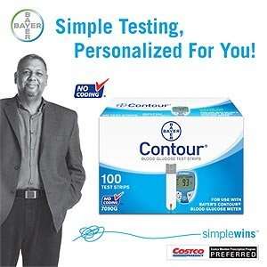  Bayers 100 Count CONTOUR Blood Glucose Test Strips 