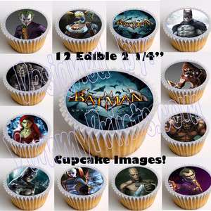 Batman Arkham Asylum Edible Cupcake Topper 12pcs, cut & paste, no peel 
