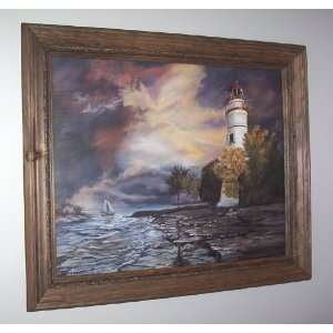   Storm Picture Print in Rope trimmed Pine Wood Frame 