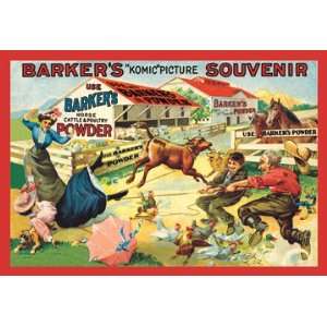   Komic Picture Souvenir Barnyard Tussle 44X66 Canvas