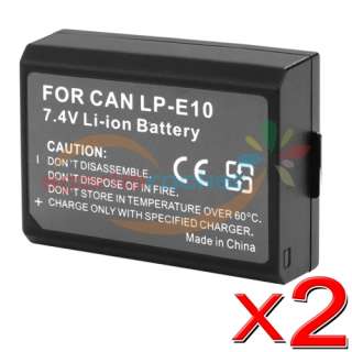Two pack LP E10 Rechargeable Battery for Canon Digital Rebel T3 1100D 