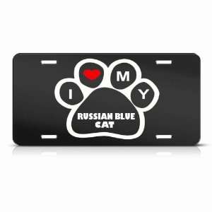 Russian Blue Cats Black Novelty Animal Metal License Plate Wall Sign 