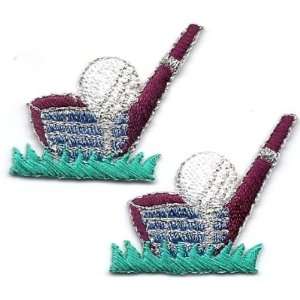  Sport/Golf Club,Tee & Ball Iron on Embroidered Applique 