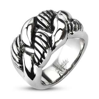 Stainless Steel Large Rope Twisted Weave Ring Size 9 13  