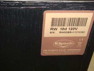 KLIPSCH REFERENCE SERIES RW 10D DIGITALLY CONTROLLED POWERED SUBWOOFER 