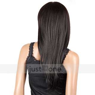 Fashion Women Lady Girls Long Straight Neat Bangs Hair Full Wigs + Net 