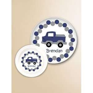  Preppy Plates Personalized Plate and Bowl Set/Truck 