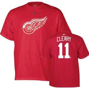  Daniel Cleary Red Reebok Name and Number Detroit Red Wings 