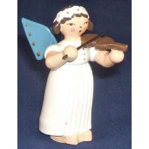  Angel Playing Violin Erzgebirge German Wood Figurine