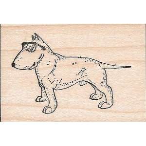 Bull Terrier Dog Wood Mounted Rubber Stamp (F977)