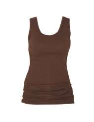 Chocolate Brown Solid Color Tunic Longer Length Tank shirt tee, 100% 